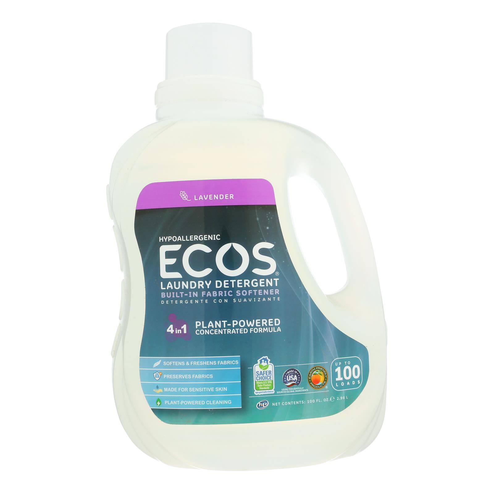 Earth Friendly Ecos Ultra 2x All Natural Laundry Detergent - Lavender - Case Of 4 - 100 Fl Oz | OnlyNaturals.us