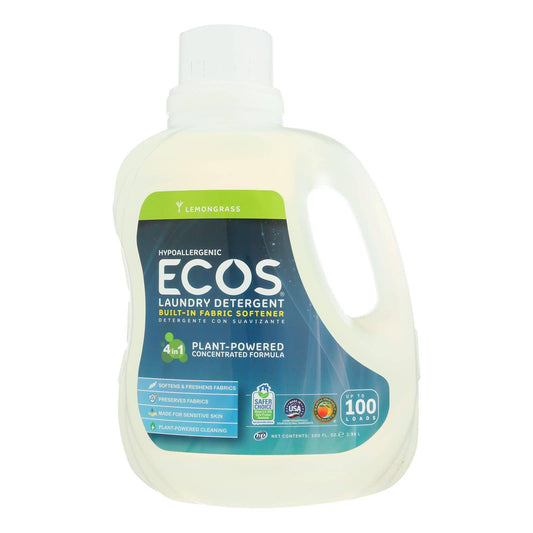 Earth Friendly Ecos Ultra 2x All Natural Laundry Detergent - Lemongrass - Case Of 4 - 100 Fl Oz | OnlyNaturals.us