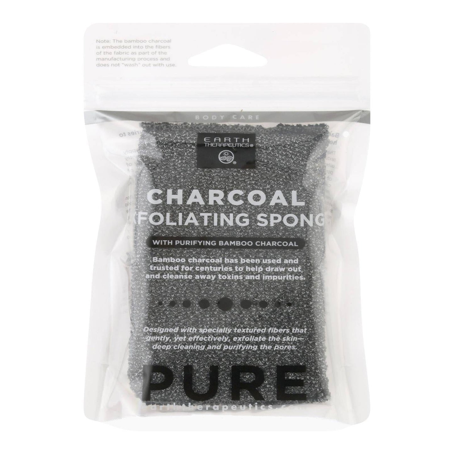 Earth Therapeutics Body Sponge - Purifying Vegetable - Medicinal Charcoal - 1 Count | OnlyNaturals.us