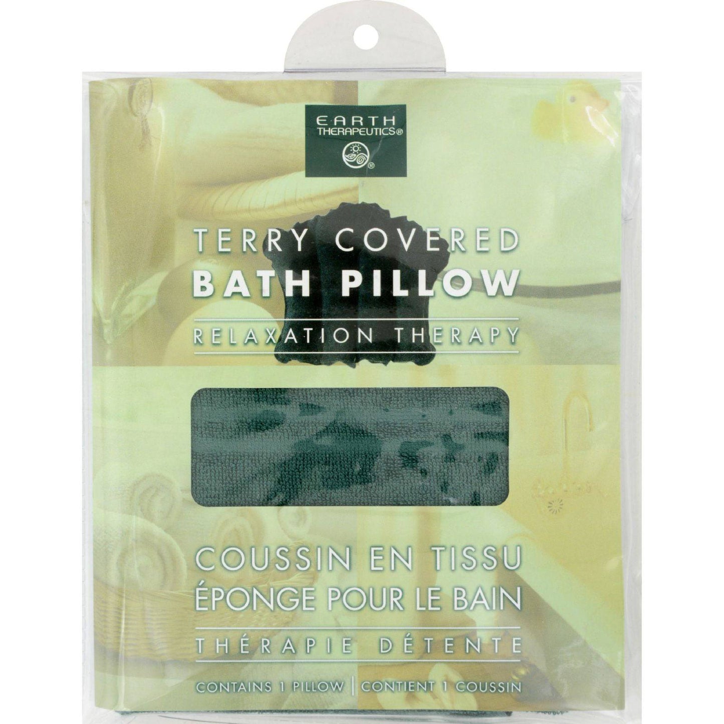 Earth Therapeutics Terry Covered Bath Pillow Dark Green - 1 Pillow | OnlyNaturals.us
