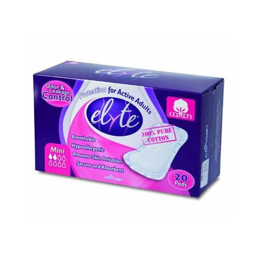 Buy Elyte Light Cotton Incontinence Pads - Mini - 4 In X 8 In - 20 Pack  at OnlyNaturals.us