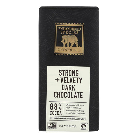 Endangered Species Natural Chocolate Bars - Dark Chocolate - 88 Percent Cocoa - 3 Oz Bars - Case Of 12 | OnlyNaturals.us