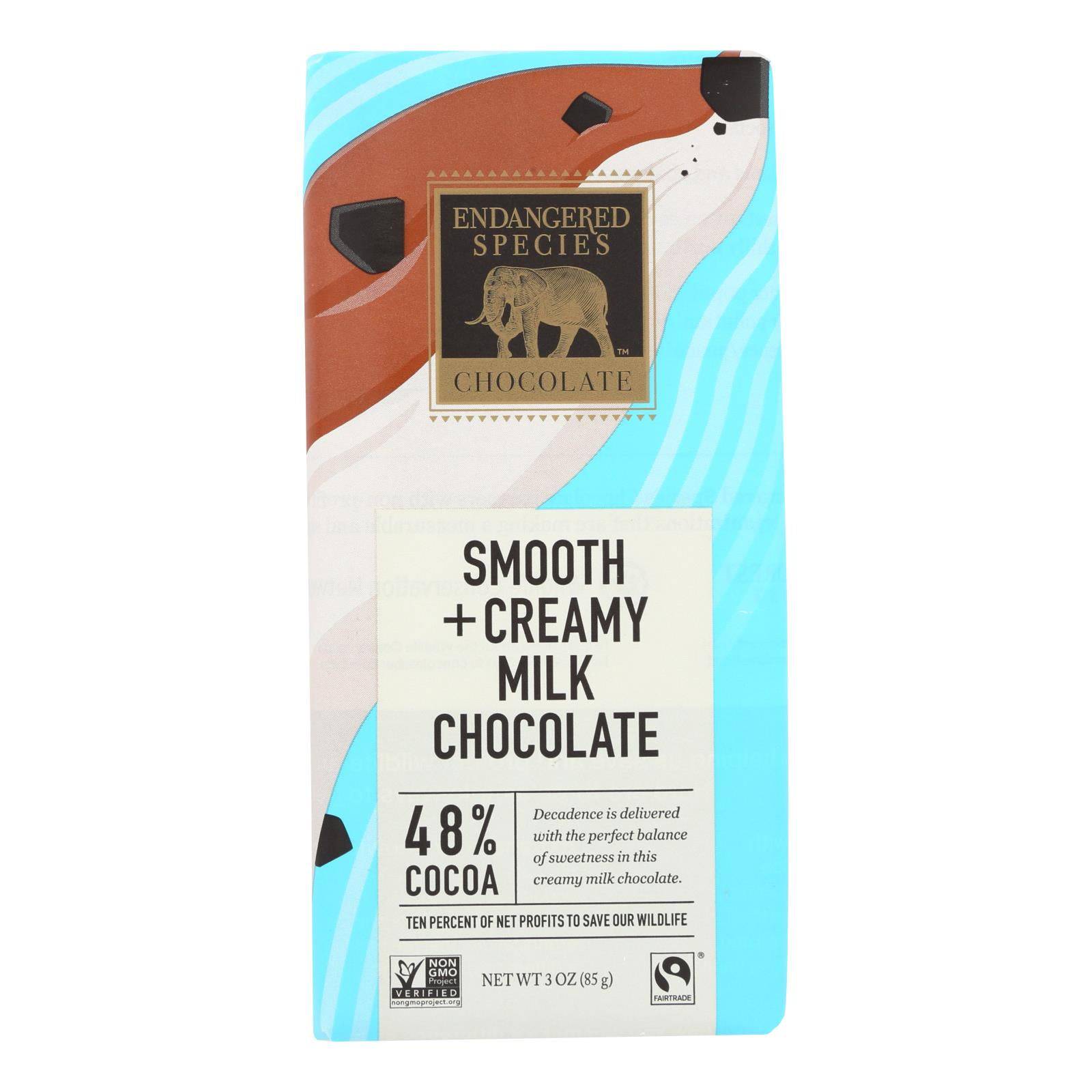 Buy Endangered Species Natural Chocolate Bars - Milk Chocolate - 48 Percent Cocoa - 3 Oz Bars - Case Of 12  at OnlyNaturals.us