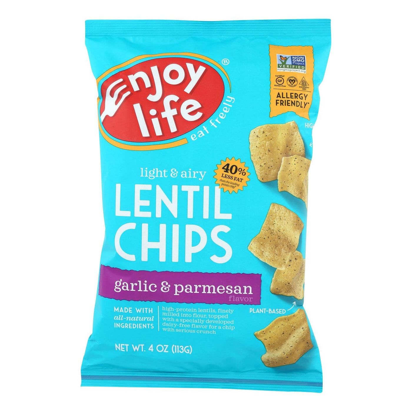 Buy Enjoy Life - Lentil Chips - Plentils - Garlic And Parmesan - 4 Oz - Case Of 12  at OnlyNaturals.us