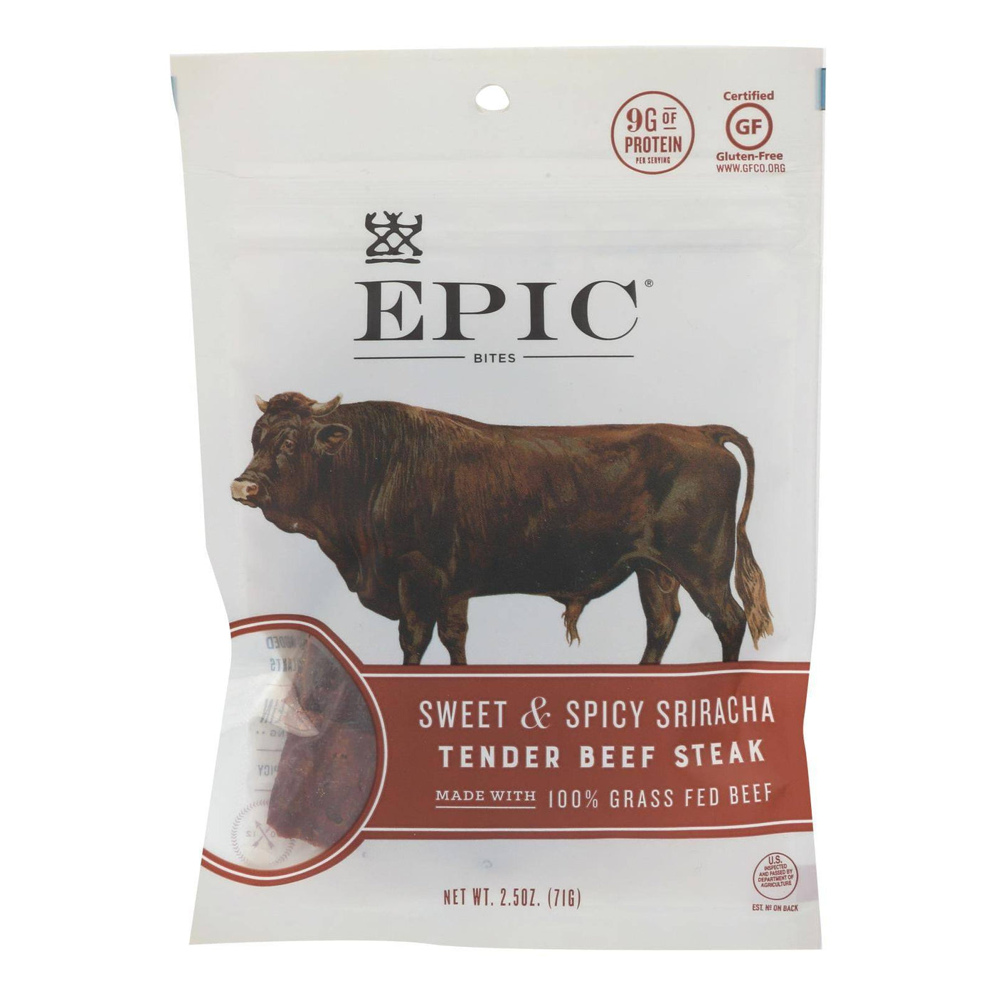 Epic - Jerky Bites - Sweet And Spicy Sriracha Tender Beef Steak - Case Of 8 - 2.5 Oz. | OnlyNaturals.us