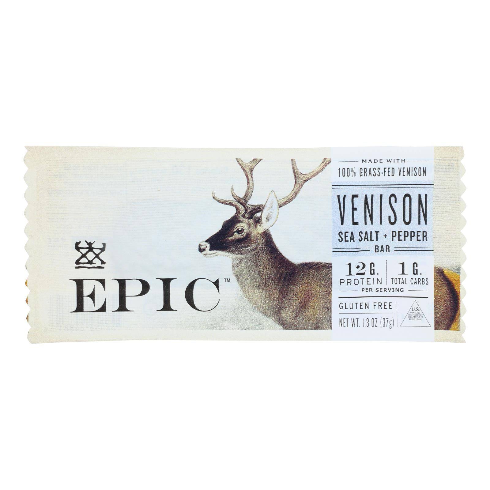 Epic - Bar Venison Sea Salt And Pepper - Case Of 12-1.3 Oz | OnlyNaturals.us