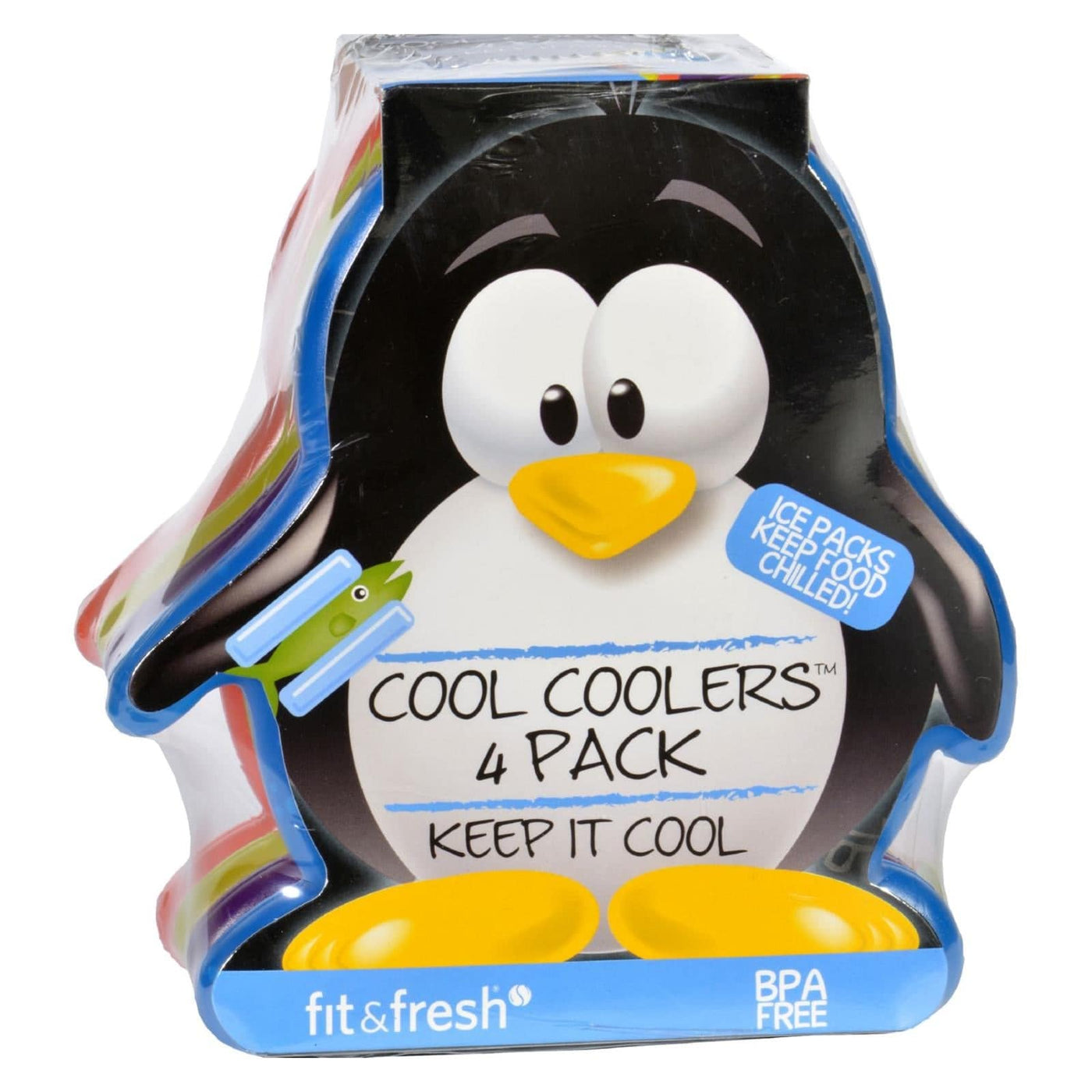 Fit And Fresh Ice Packs - Cool Coolers - Multicolored Penguin - 4 Count | OnlyNaturals.us