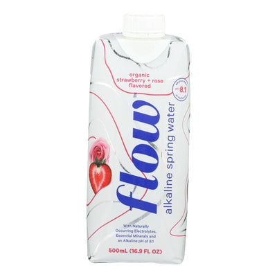 Flow Alkaline Spring Water Organic Strawberry + Rose - Case Of 12 - 500 Ml | OnlyNaturals.us