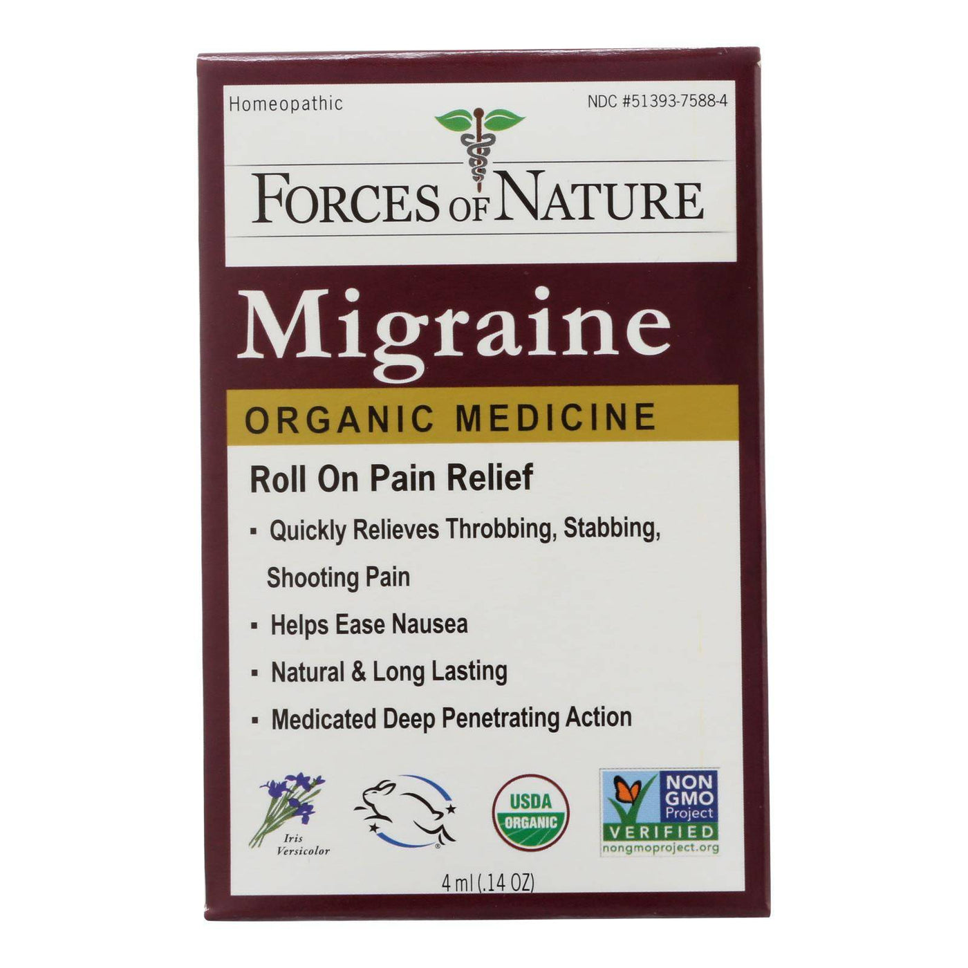 Forces Of Nature Certified Organic Medicine Migraine Rollerball Applicator  - 1 Each - 4 Ml | OnlyNaturals.us