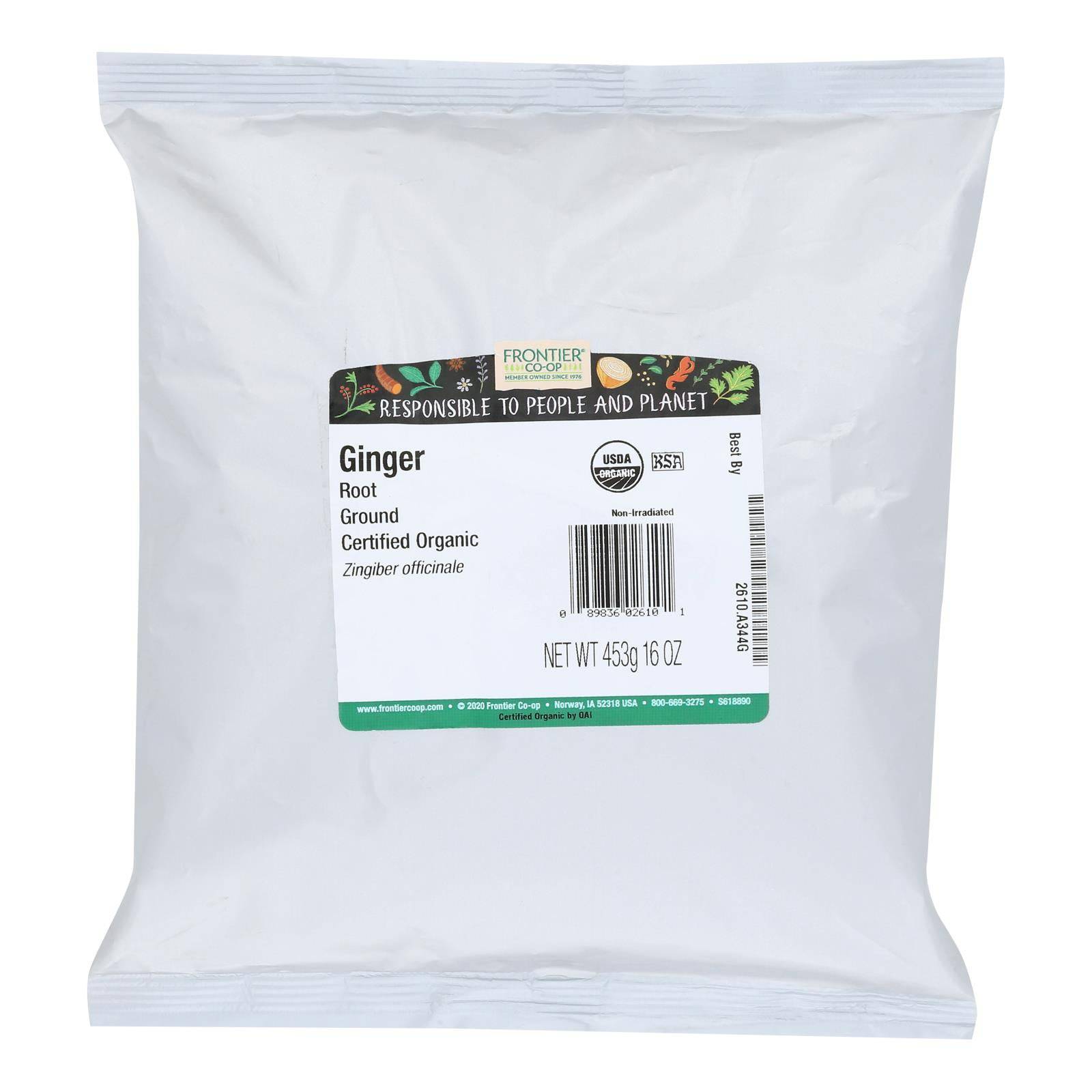 Buy Frontier Herb Ginger Root Organic Powder Ground - Single Bulk Item - 1lb  at OnlyNaturals.us