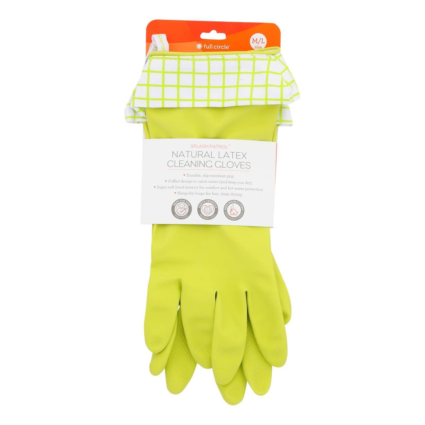 Full Circle Home - Splash Patrol Natural Latex Cleaning Gloves - Case Of 6 - 1 Count | OnlyNaturals.us