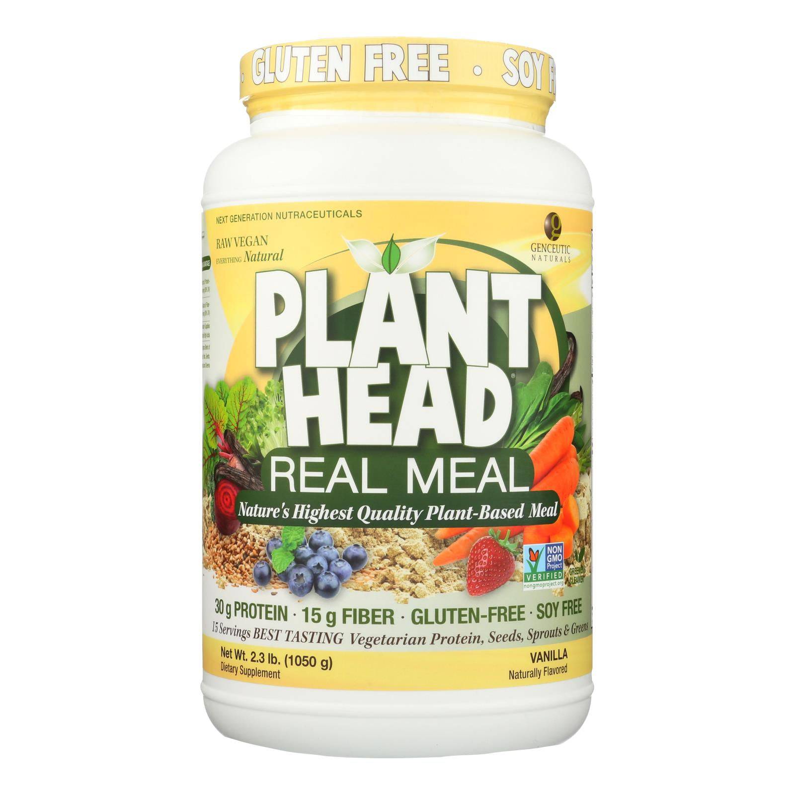 Genceutic Naturals Plant Head Real Meal - Vanilla - 2.3 Lb | OnlyNaturals.us