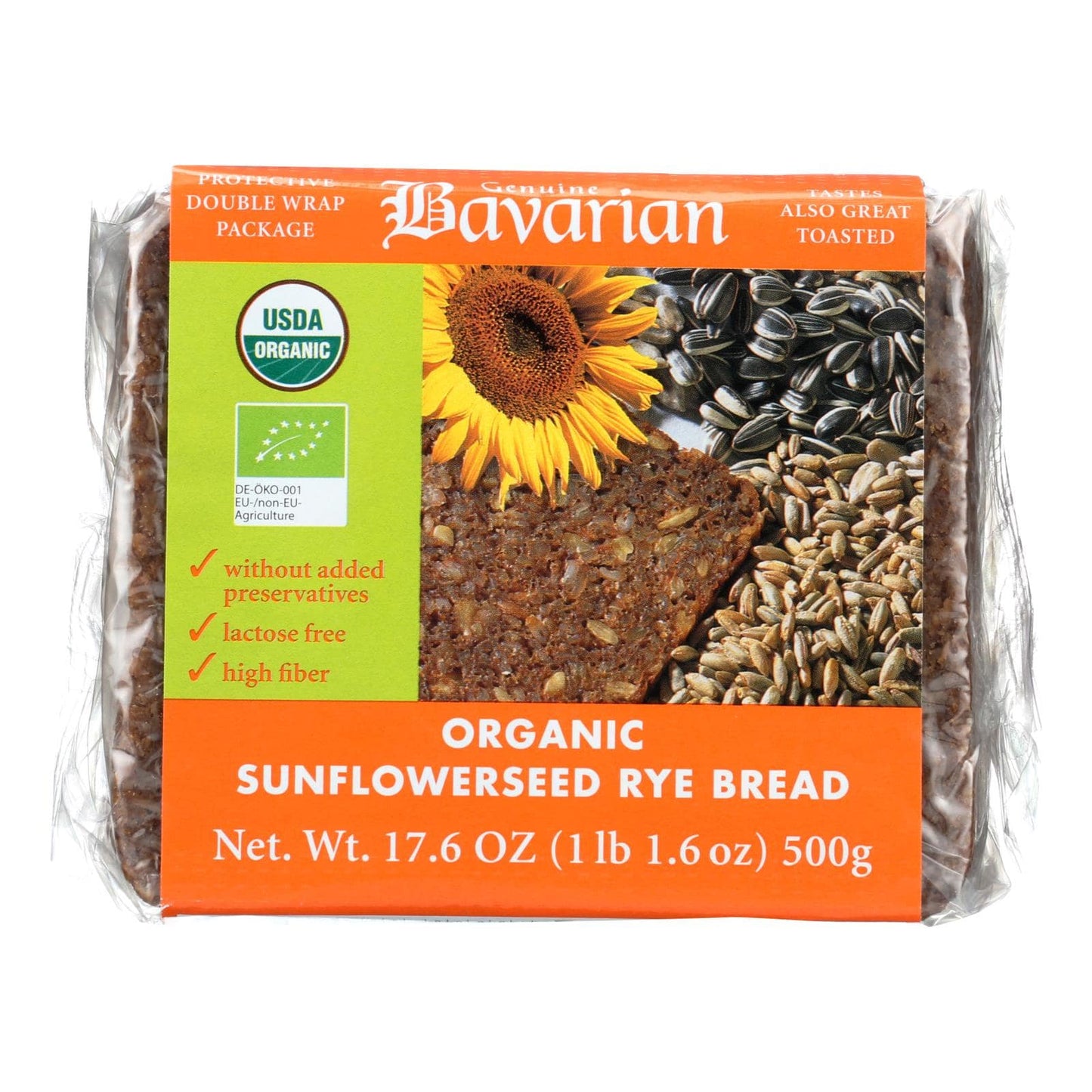 Genuine Bavarian Organic Bread - Sunflower Seed Rey - Case Of 6 - 17.6 Oz. | OnlyNaturals.us