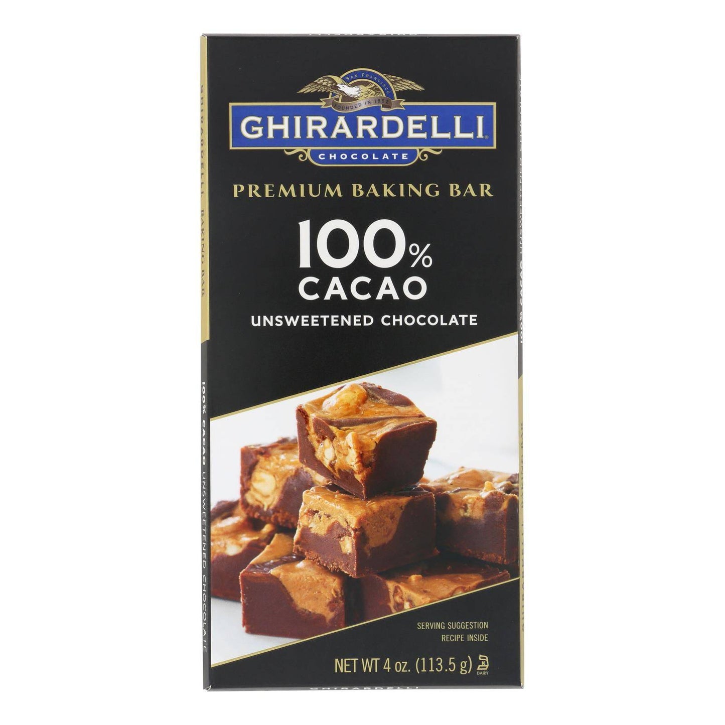 Ghirardelli Premium Baking Bar - 100% Cacao Unsweetened Chocolate - Case Of 12 - 4 Oz | OnlyNaturals.us