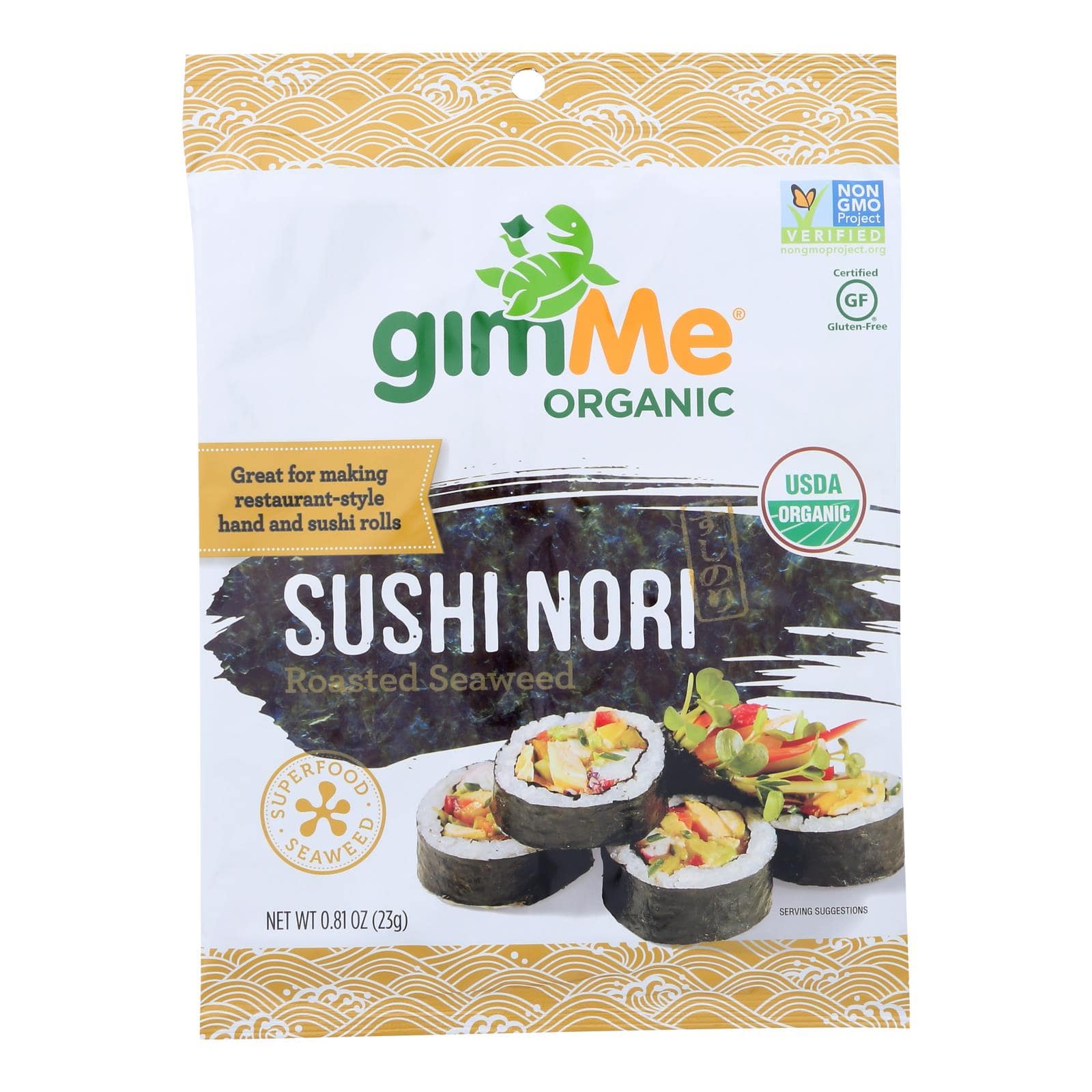 Buy Gimme Seaweed Snacks 100% Organic Roasted Seaweed Sushi Nori - Wrap N' Roll - Case Of 12 - .81 Oz  at OnlyNaturals.us