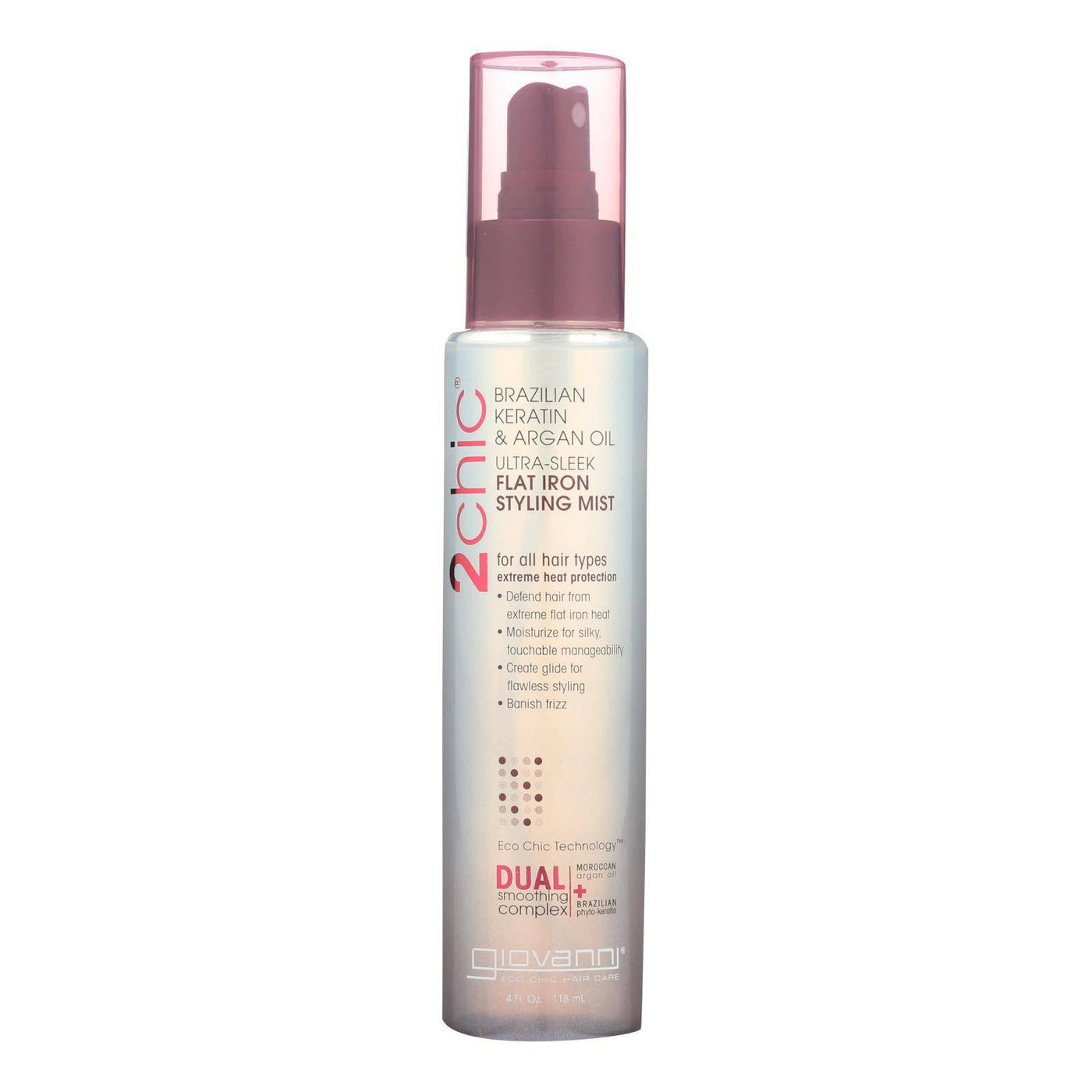 Giovanni 2chic Flat Iron Styling Mist With Brazilian Keratin And Argan Oil - 4 Fl Oz | OnlyNaturals.us