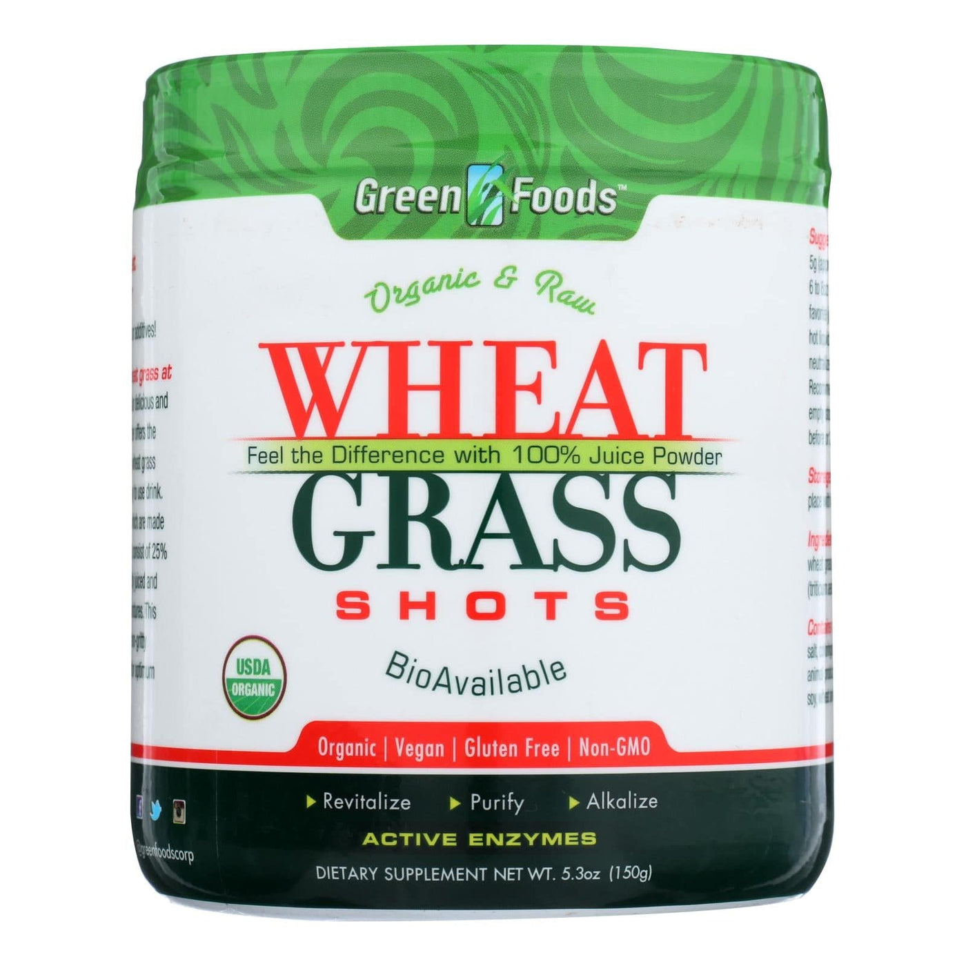 Green Foods Organic And Raw Wheat Grass Shots - 5.3 Oz | OnlyNaturals.us