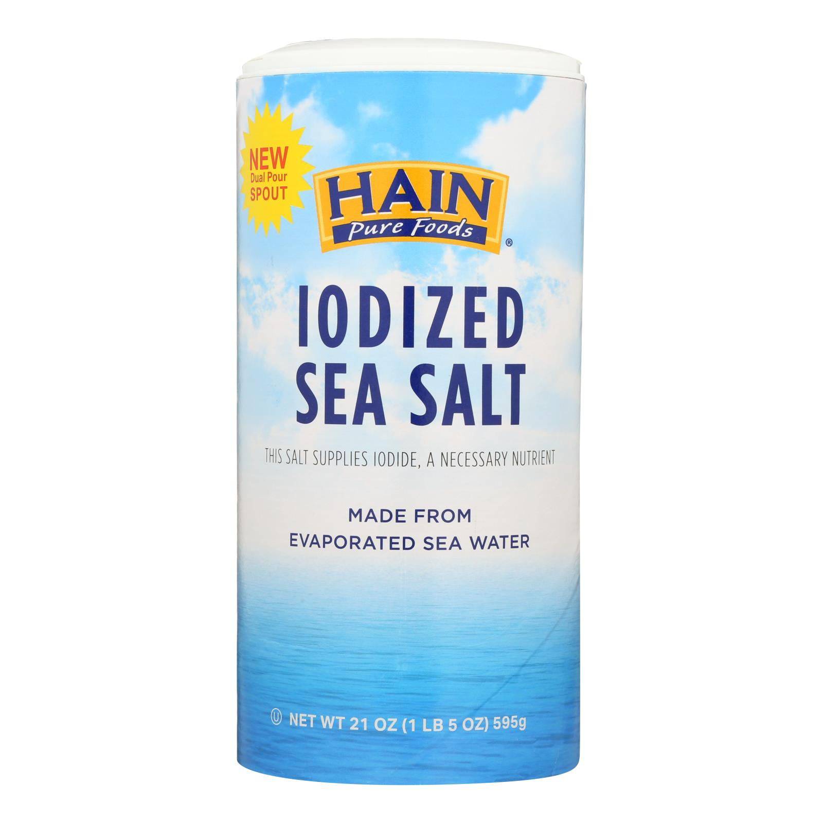 Hain Sea Salt - Iodized - Case Of 8 - 21 Oz | OnlyNaturals.us