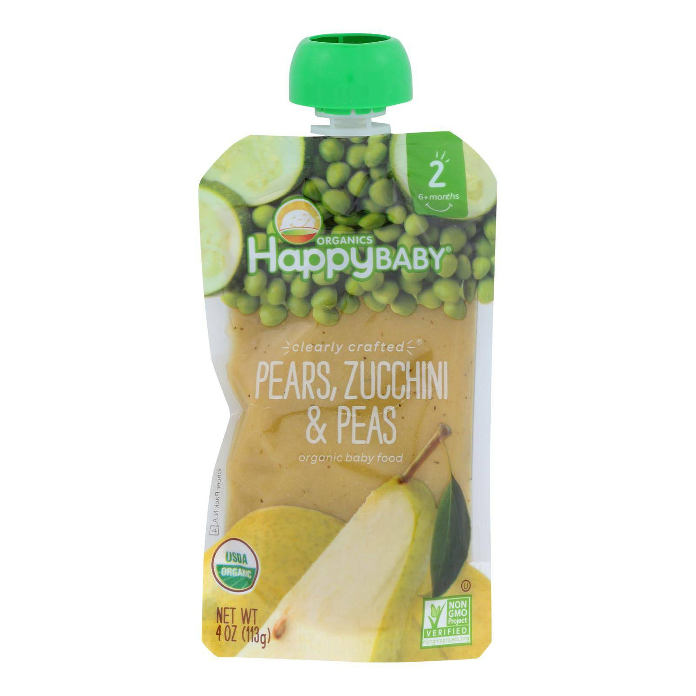 Happy Baby Happy Baby Clearly Crafted - Pears Zucchini And Peas - Case Of 16 - 4 Oz. | OnlyNaturals.us
