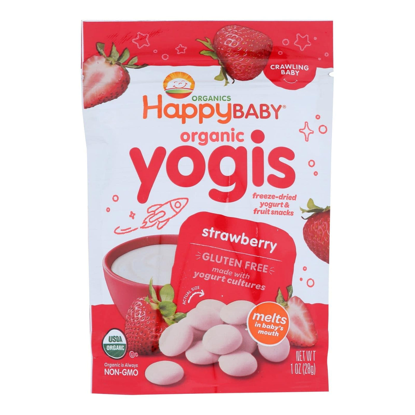 Buy Happy Baby Happy Yogis Organic Superfoods Yogurt And Fruit Snacks Strawberry - 1 Oz - Case Of 8  at OnlyNaturals.us