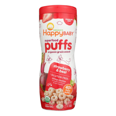 Buy Happy Bites Organic Puffs Finger Food For Babies - Strawberry Puffs - Case Of 6 - 2.1 Oz  at OnlyNaturals.us
