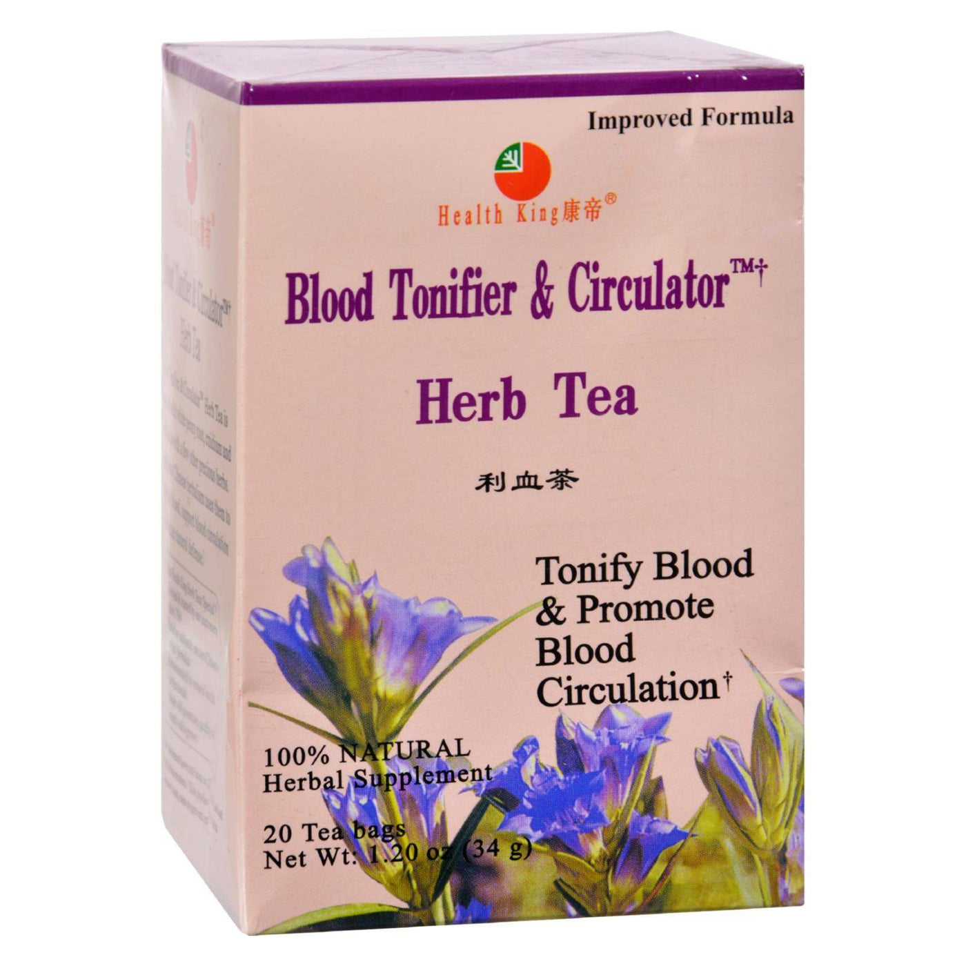 Buy Health King Medicinal Teas Blood Tonifier And Circulator Herb Tea - 20 Tea Bags  at OnlyNaturals.us