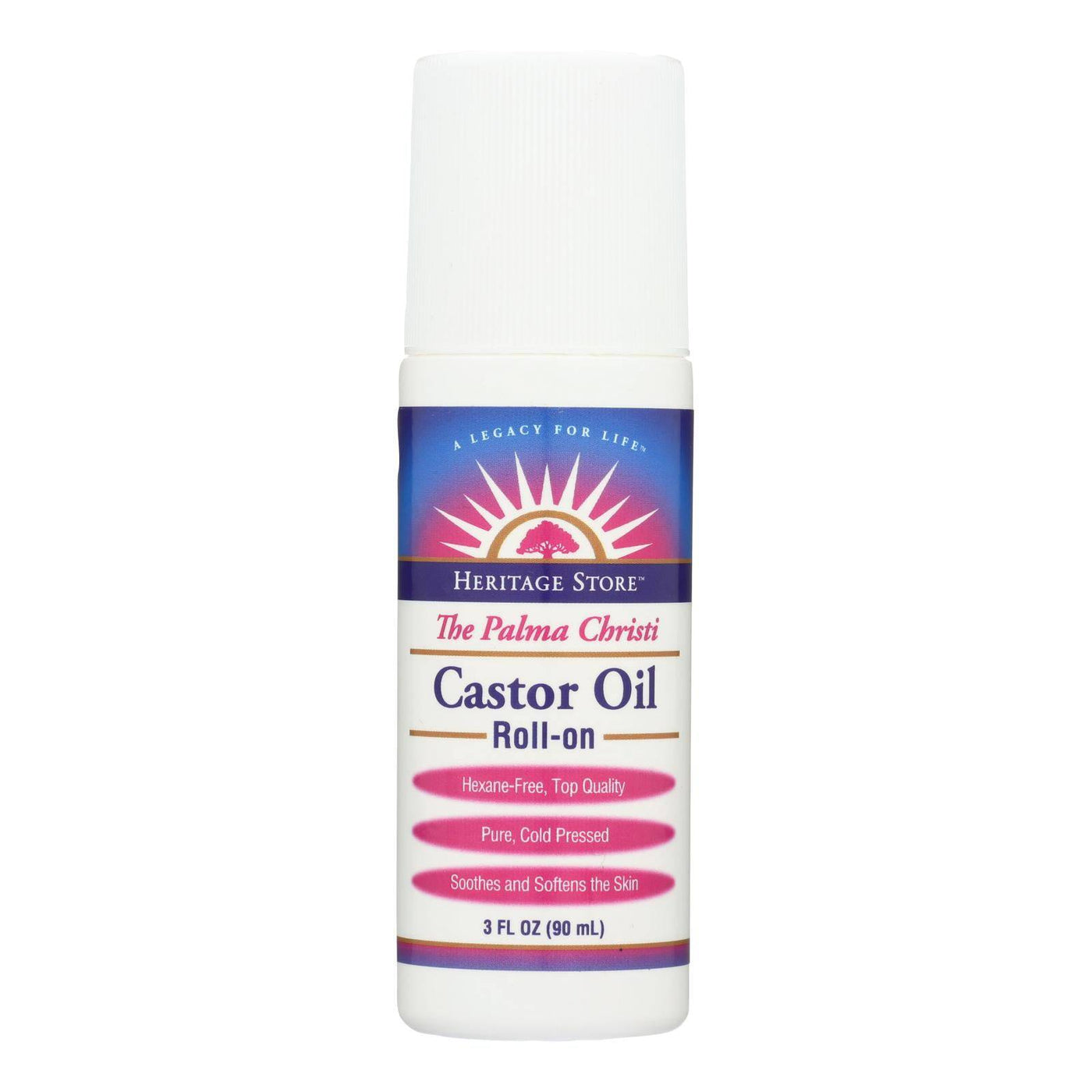 Heritage Products The Palma Christi Castor Oil Roll-on - 3 Fl Oz | OnlyNaturals.us