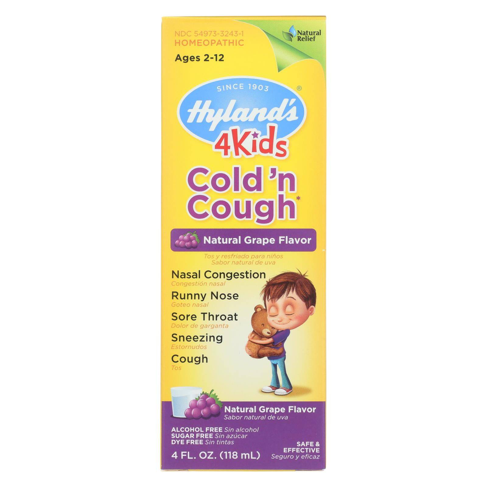 Hylands Homeopathic Cold N Cough - 4 Kids - Grape - 4 Oz | OnlyNaturals.us