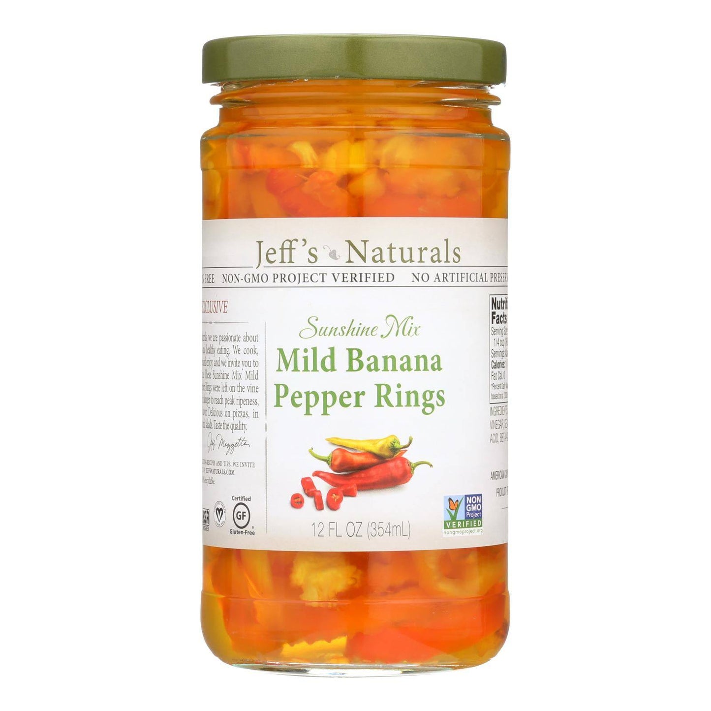 Jeff's Natural Banana Pepper - Mild - Sliced - Case Of 6 - 12 Fl Oz | OnlyNaturals.us