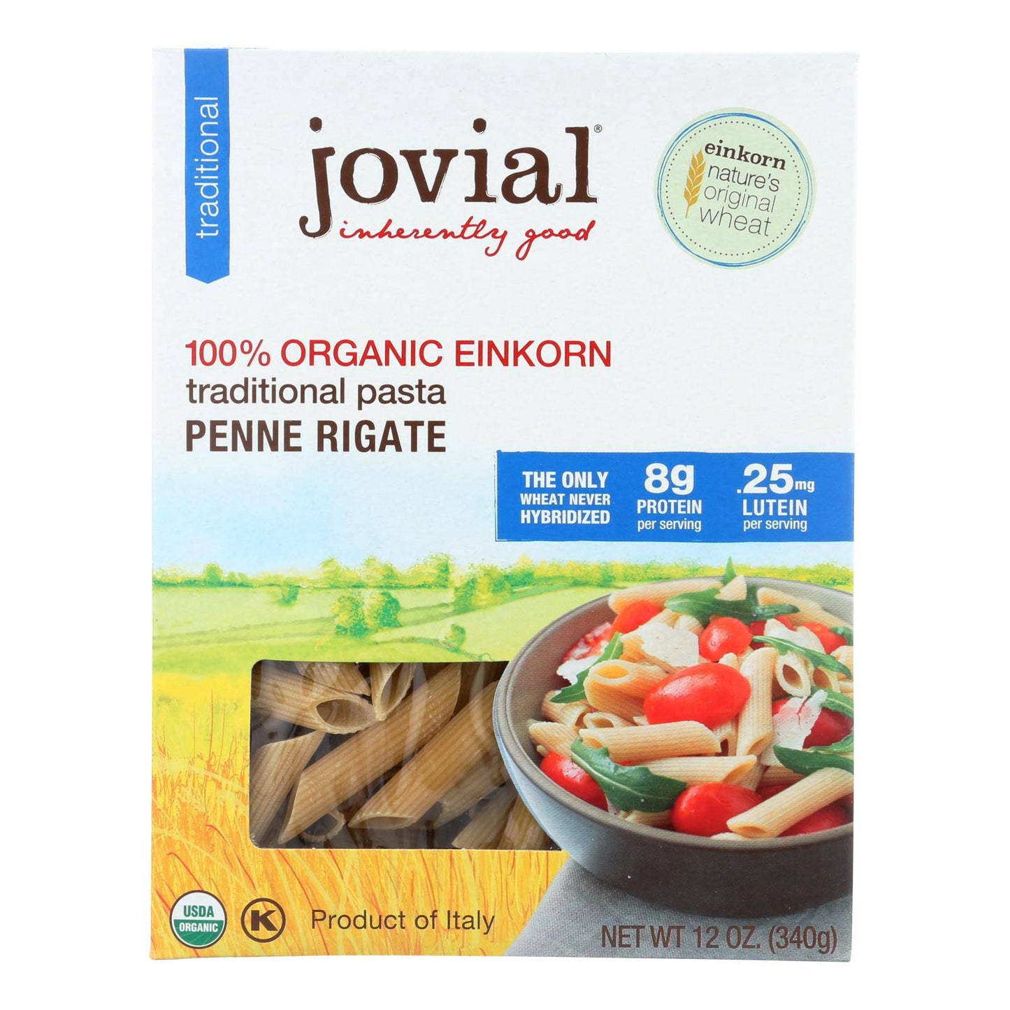 Jovial - Einkorn Penne Rigate - Whole Grain - Case Of 12 - 12 Oz. | OnlyNaturals.us