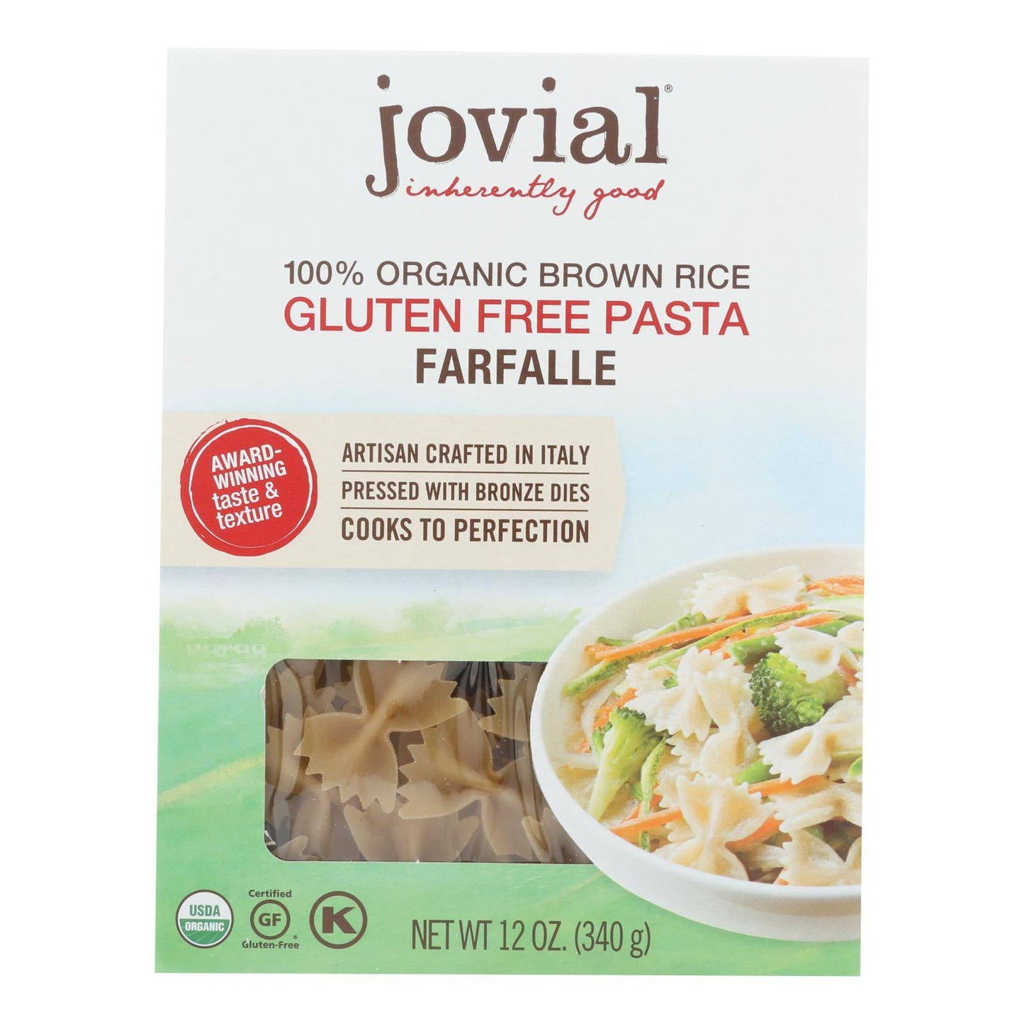 Jovial - Gluten Free Brown Rice Pasta - Farfalle - Case Of 12 - 12 Oz. | OnlyNaturals.us