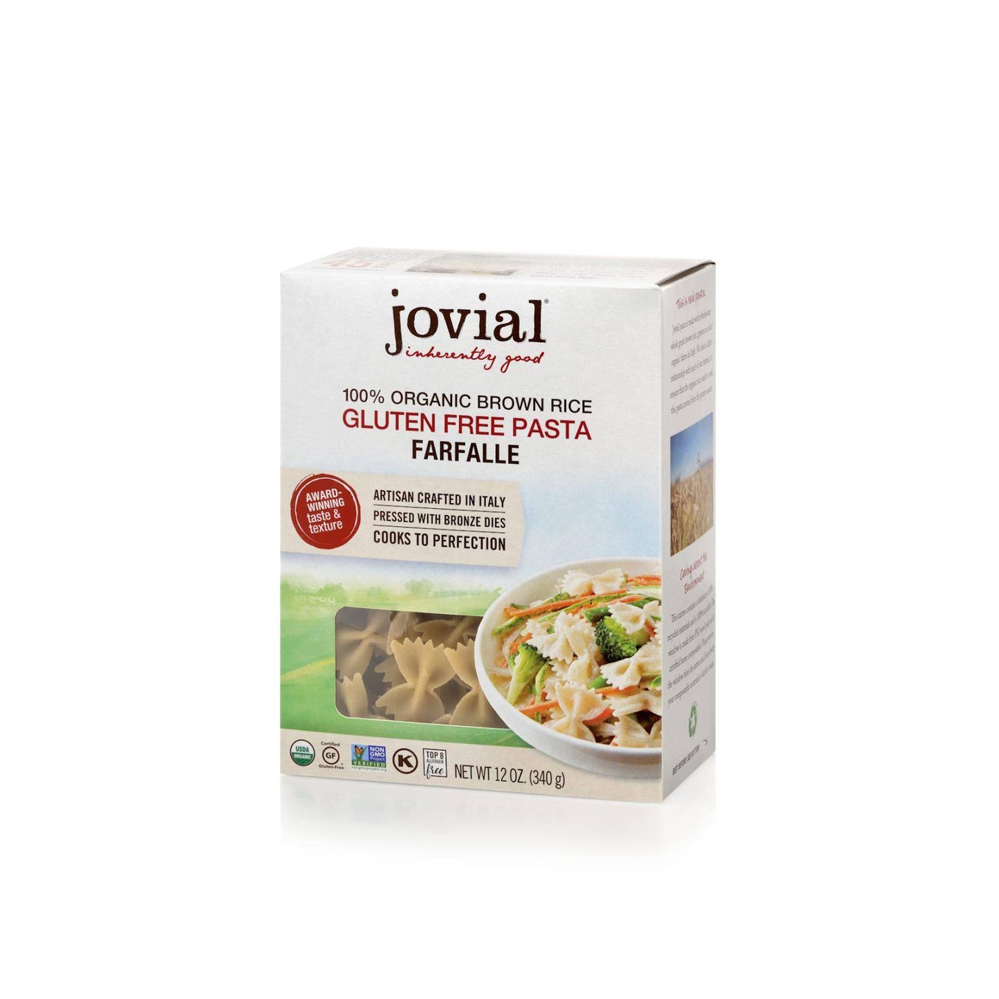 Jovial - Gluten Free Brown Rice Pasta - Farfalle - Case Of 12 - 12 Oz. | OnlyNaturals.us