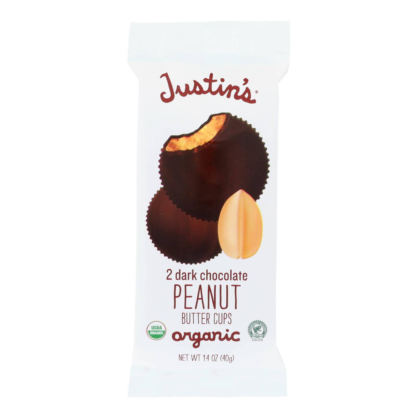 Buy Justin's Nut Butter Organic Peanut Butter Cups - Dark Chocolate - Case Of 12 - 1.4 Oz.  at OnlyNaturals.us