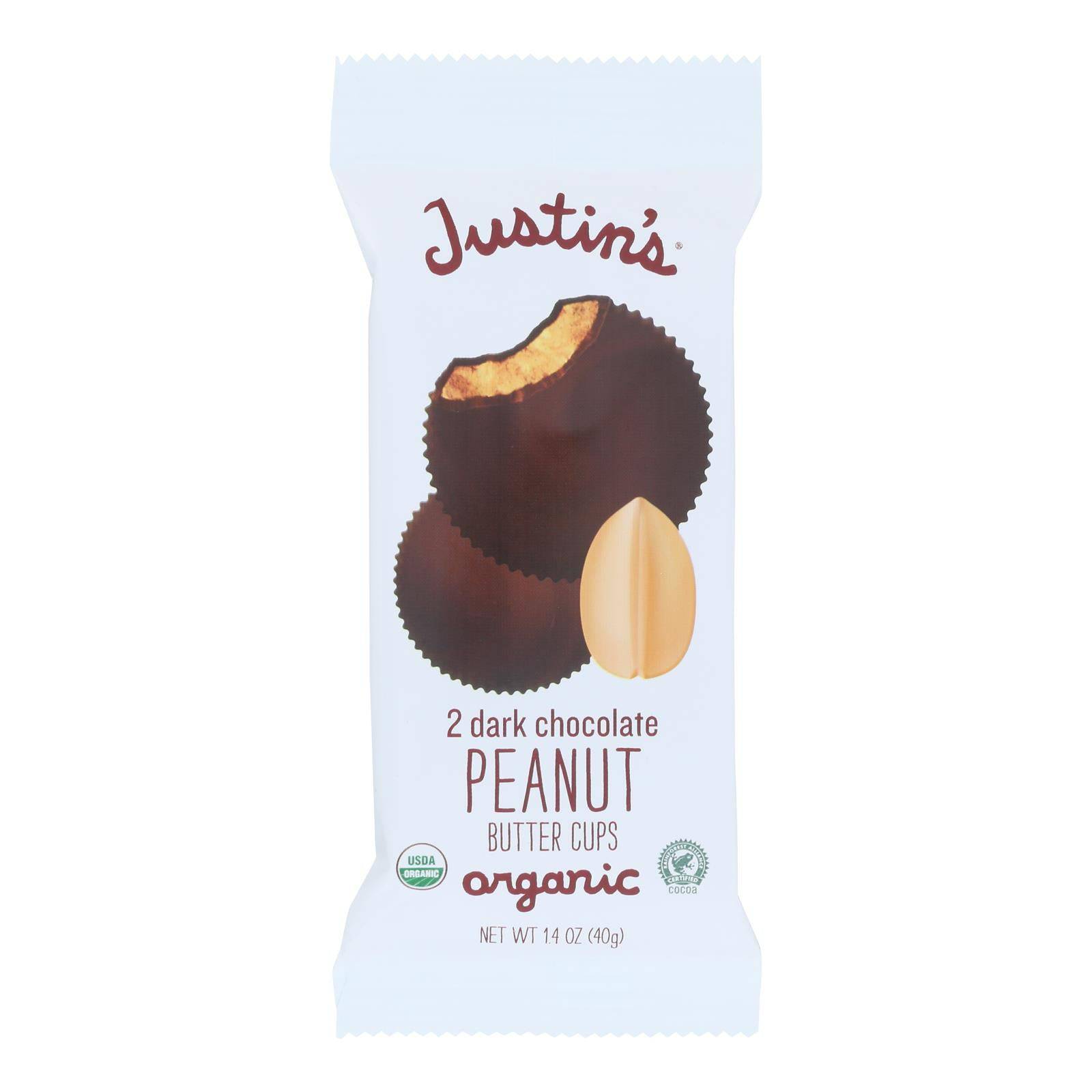 Buy Justin's Nut Butter Organic Peanut Butter Cups - Dark Chocolate - Case Of 12 - 1.4 Oz.  at OnlyNaturals.us