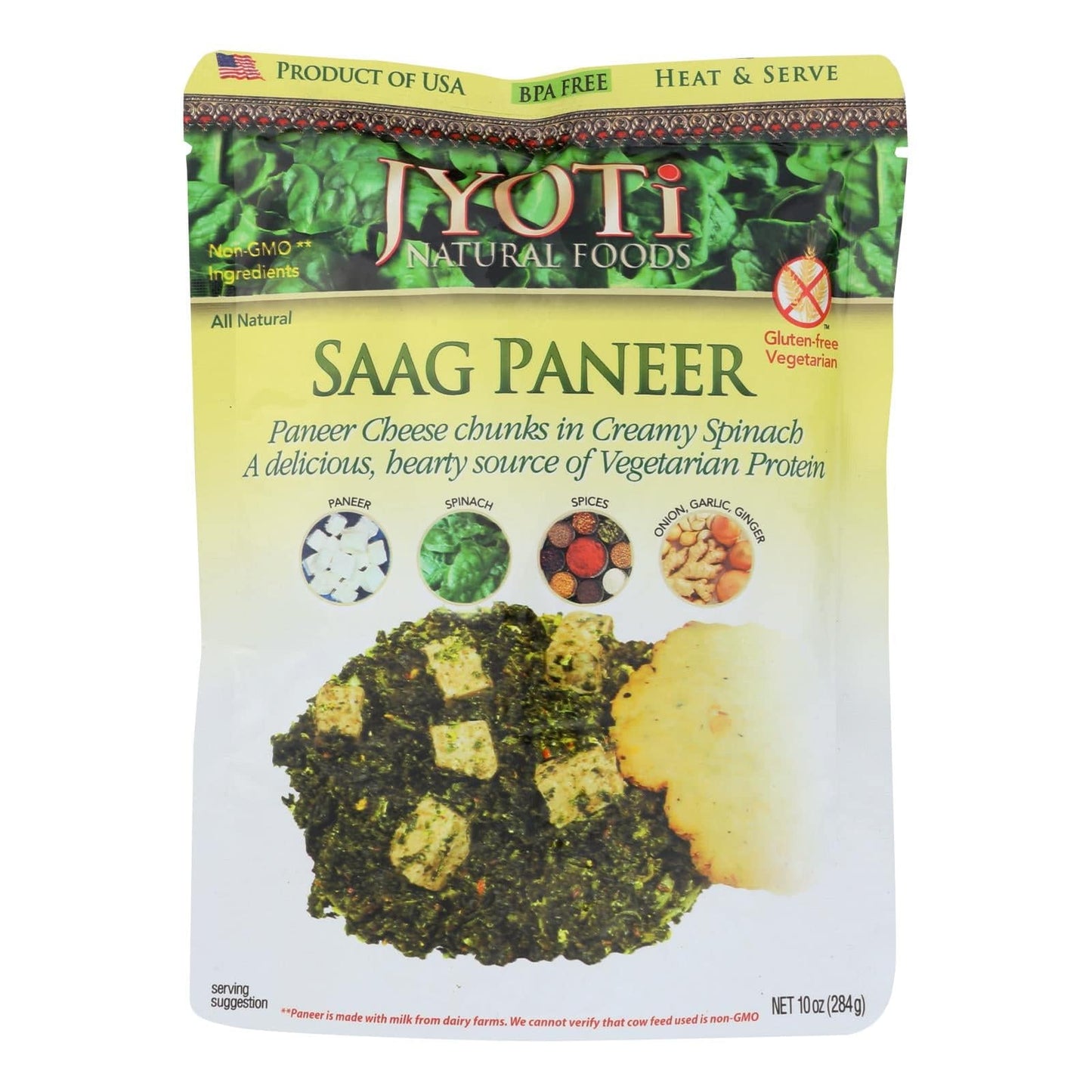 Buy Jyoti Cuisine India Saag Paneer - Case Of 6 - 10 Oz.  at OnlyNaturals.us