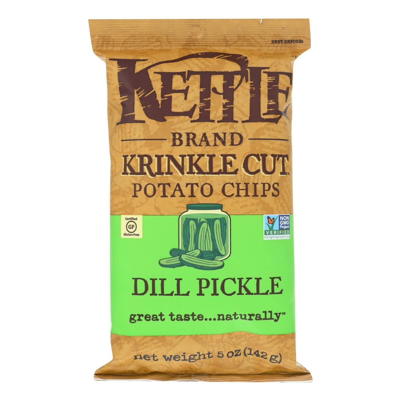 Kettle Brand Krinkle Cut Potato Chips - Dill Pickle - Case Of 15 - 5 Oz. | OnlyNaturals.us