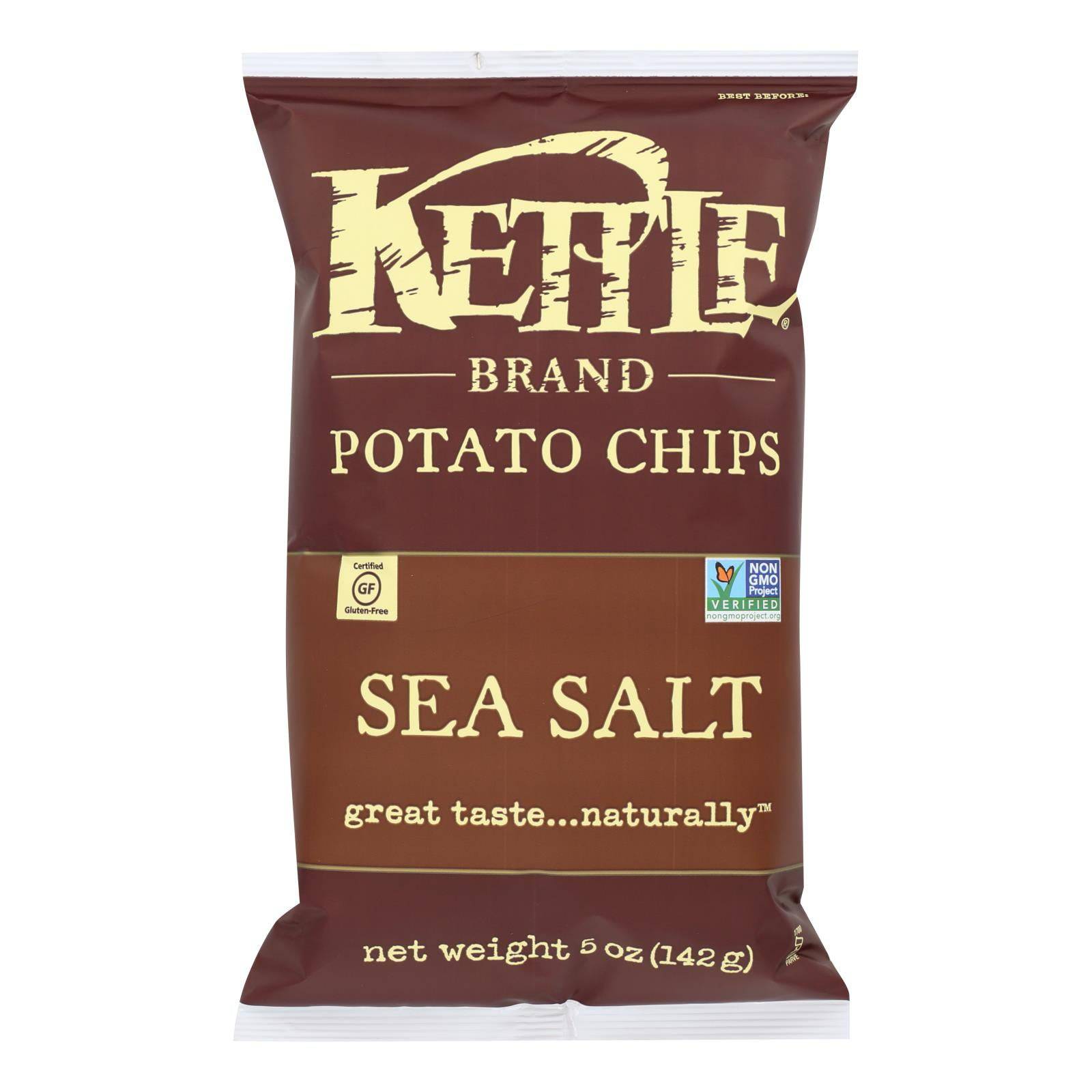 Kettle Brand Potato Chips - Sea Salt - Case Of 15 - 5 Oz. | OnlyNaturals.us