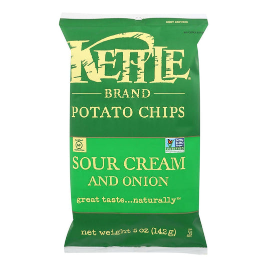 Kettle Brand Potato Chips - Sour Cream And Onion - Case Of 15 - 5 Oz. | OnlyNaturals.us