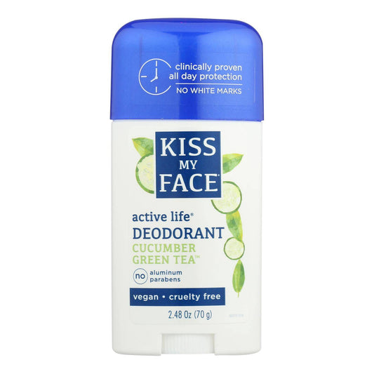 Kiss My Face Deodorant Active Life Cucumber Green Tea Aluminum Free - 2.48 Oz | OnlyNaturals.us