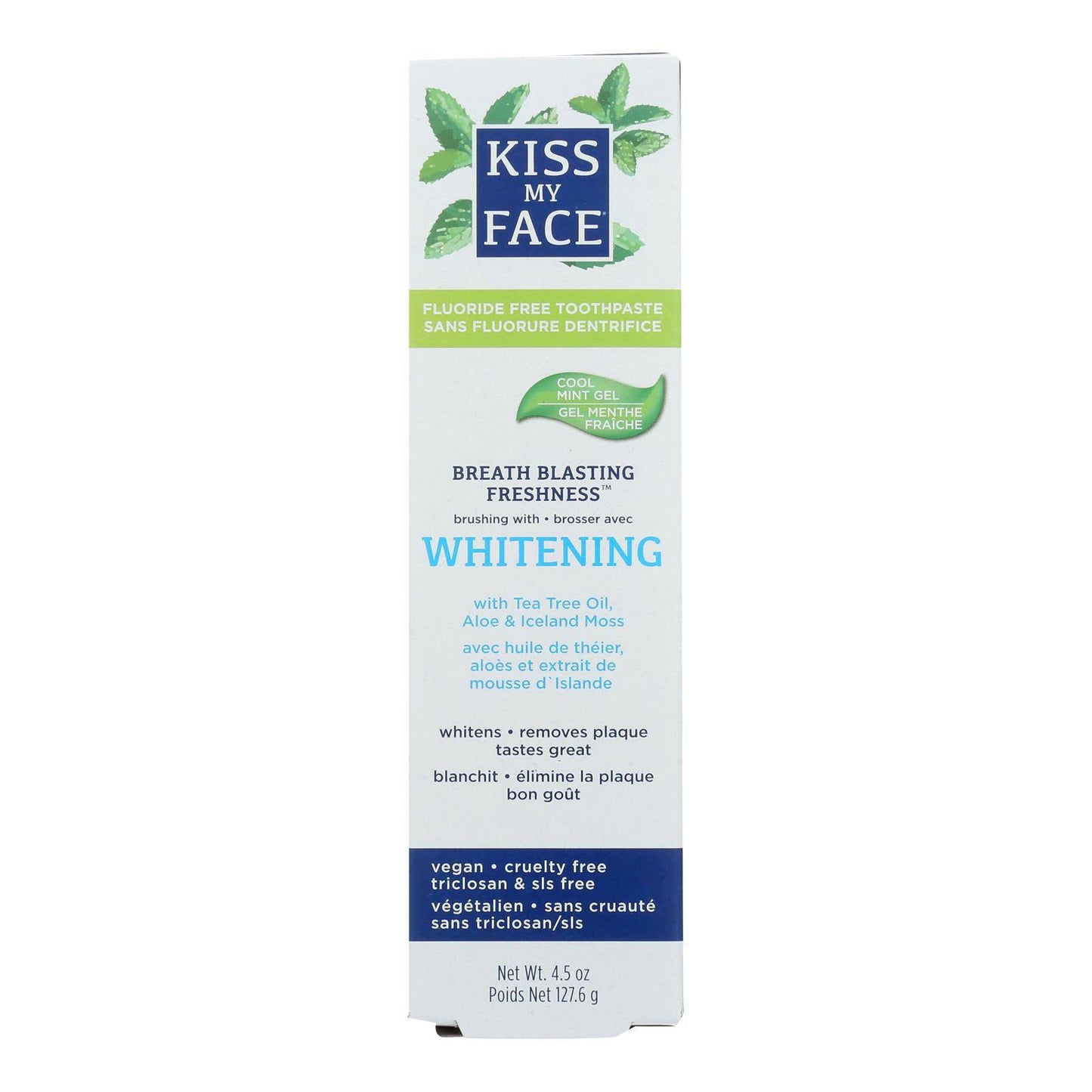Kiss My Face Toothpaste - Whitening - Fluoride Free - Gel - 4.5 Oz | OnlyNaturals.us