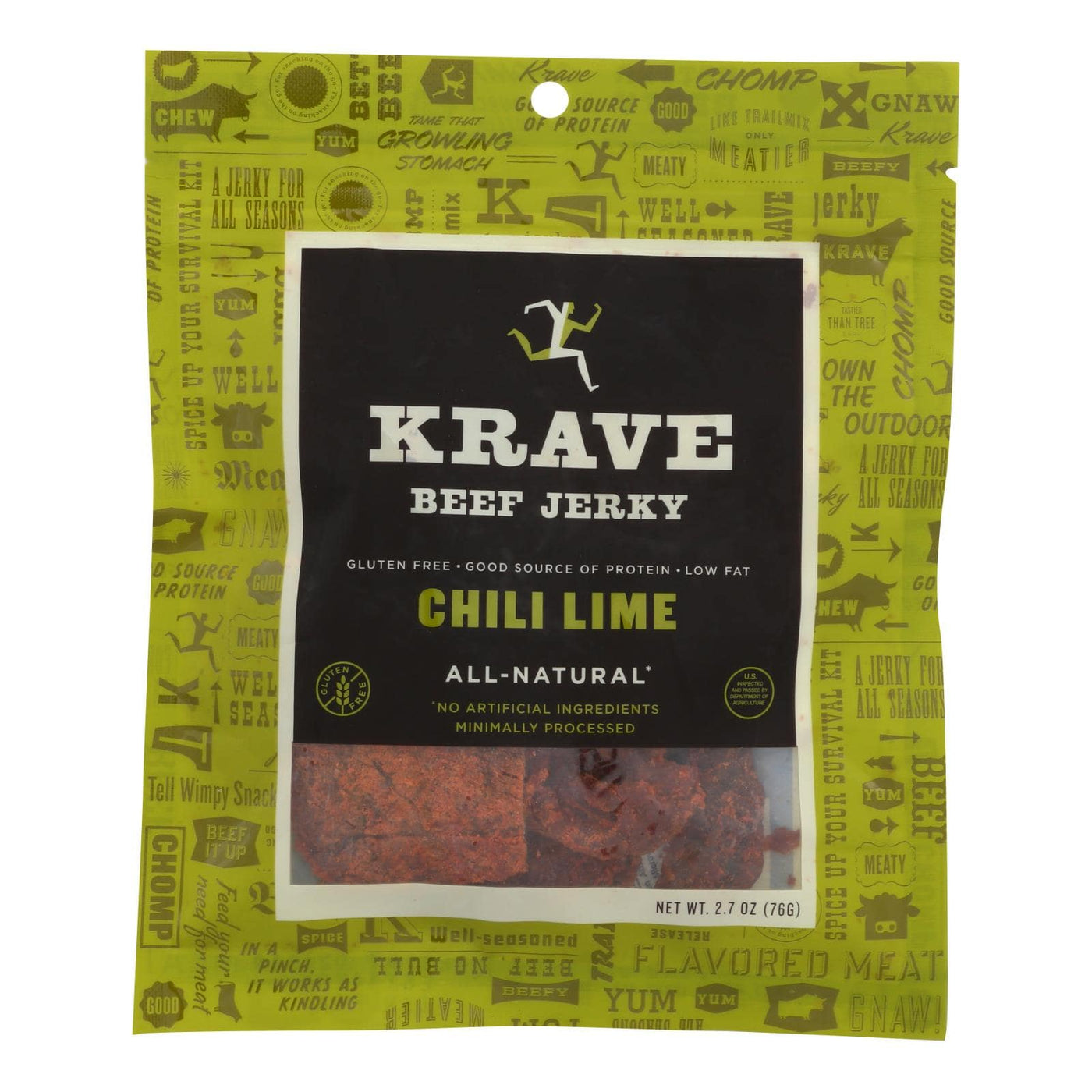 Krave Beef Jerky - Chili Lime - Case Of 8 - 2.7 Oz | OnlyNaturals.us