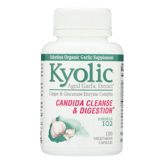 Kyolic - Aged Garlic Extract Candida Cleanse And Digestion Formula 102 - 100 Vegetarian Capsules | OnlyNaturals.us