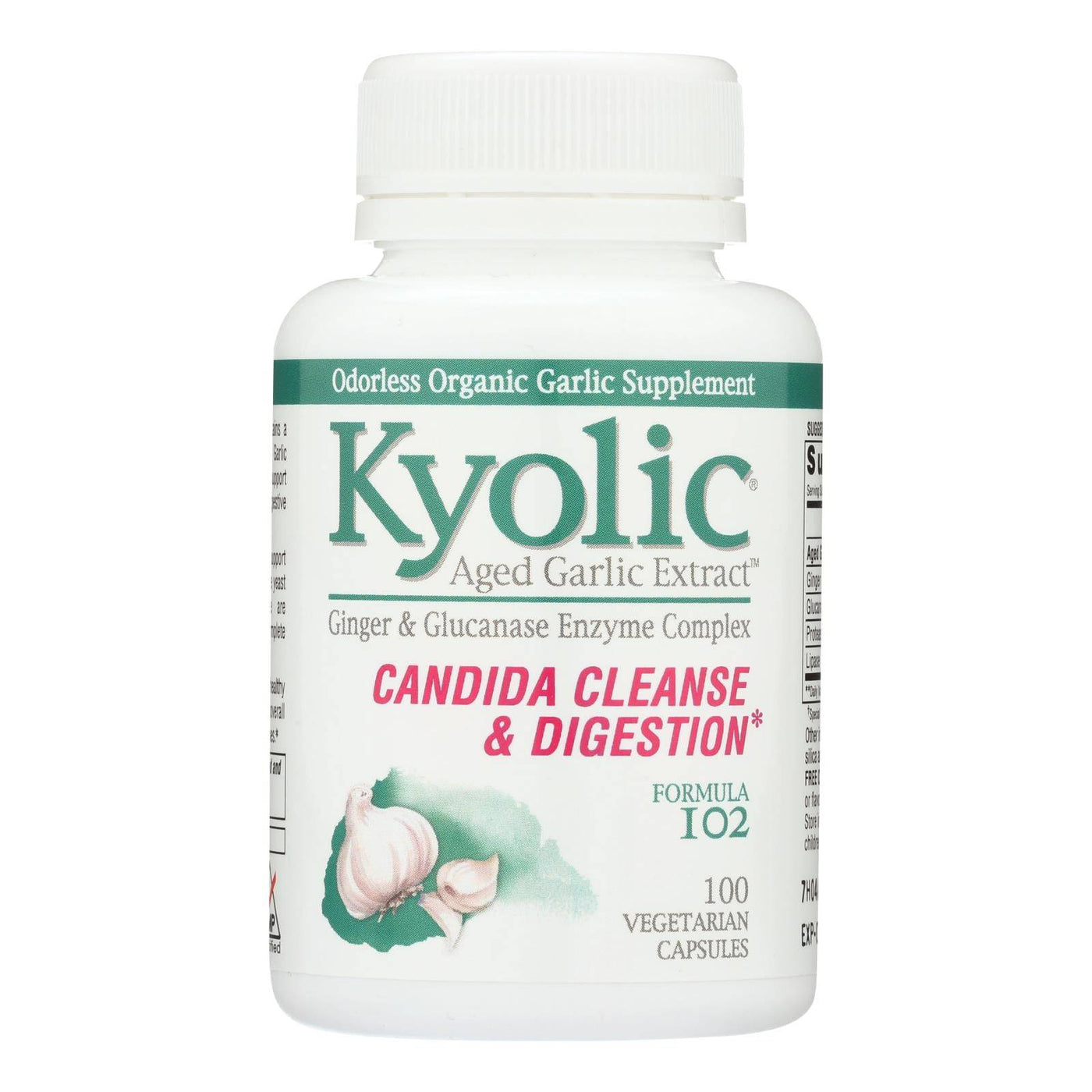 Kyolic - Aged Garlic Extract Candida Cleanse And Digestion Formula 102 - 100 Vegetarian Capsules | OnlyNaturals.us