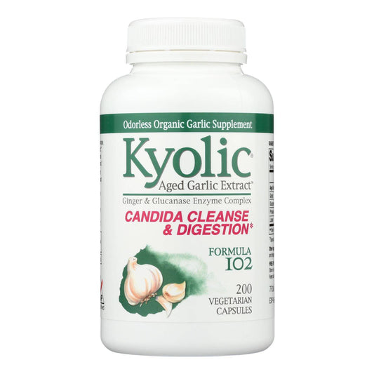 Kyolic - Aged Garlic Extract Candida Cleanse And Digestion Formula102 - 200 Vegetarian Capsules | OnlyNaturals.us