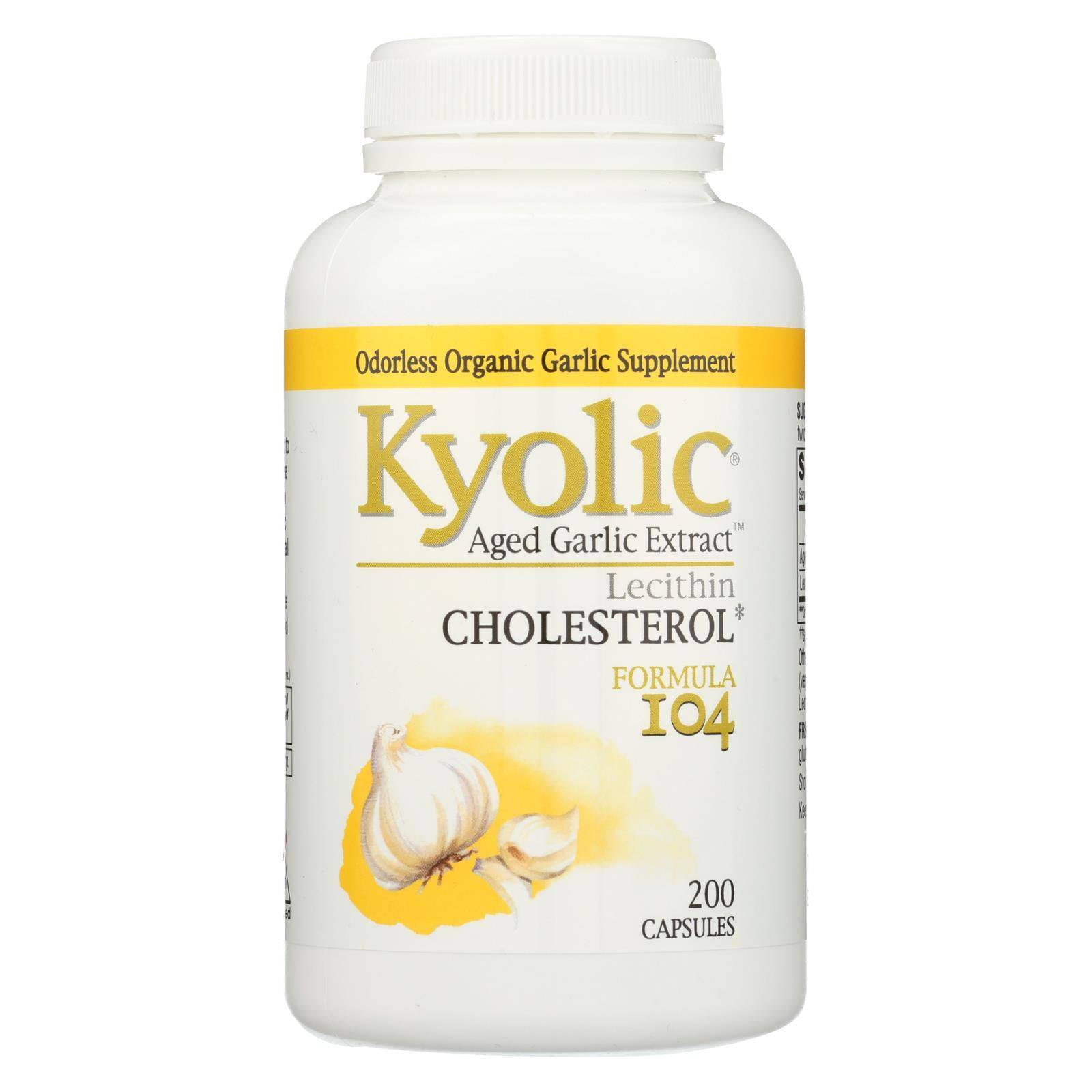 Buy Kyolic - Aged Garlic Extract Cholesterol Formula 104 - 200 Capsules  at OnlyNaturals.us
