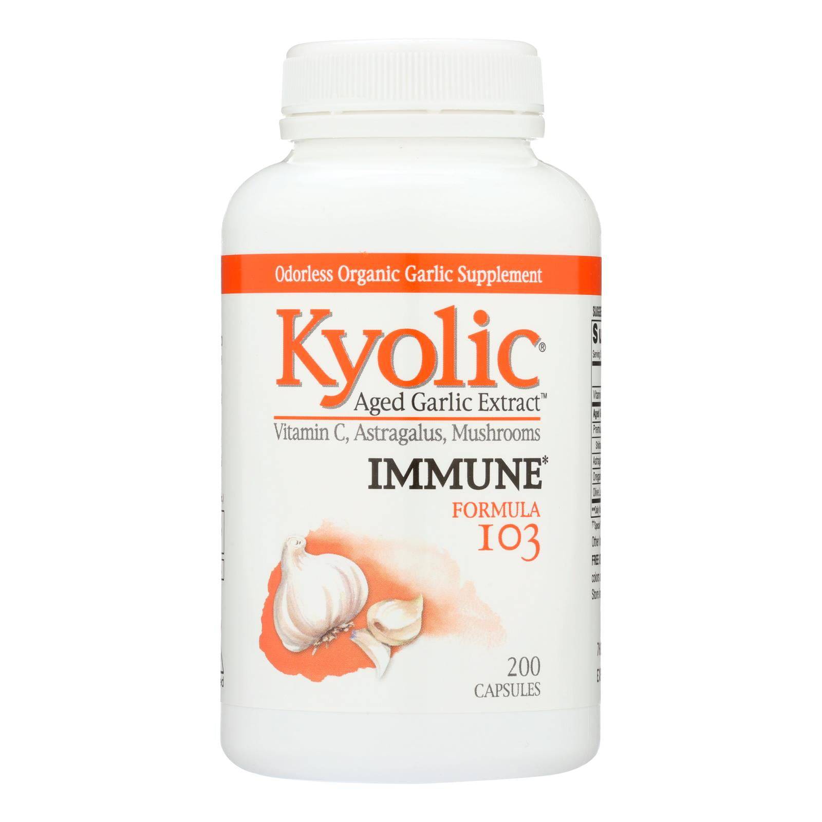 Buy Kyolic - Aged Garlic Extract Immune Formula 103 - 200 Capsules  at OnlyNaturals.us