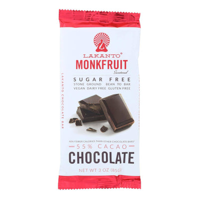 Lakanto - Monkfruit Sweetened Chocolate Bar - 55% Cocoa - Case Of 8 - 3 Oz. | OnlyNaturals.us