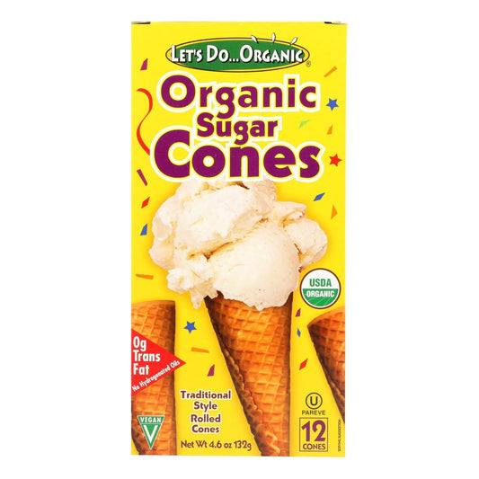 Let's Do Organics Ice Cream Cones - Sugar - Case Of 12 - 4.6 Oz. | OnlyNaturals.us