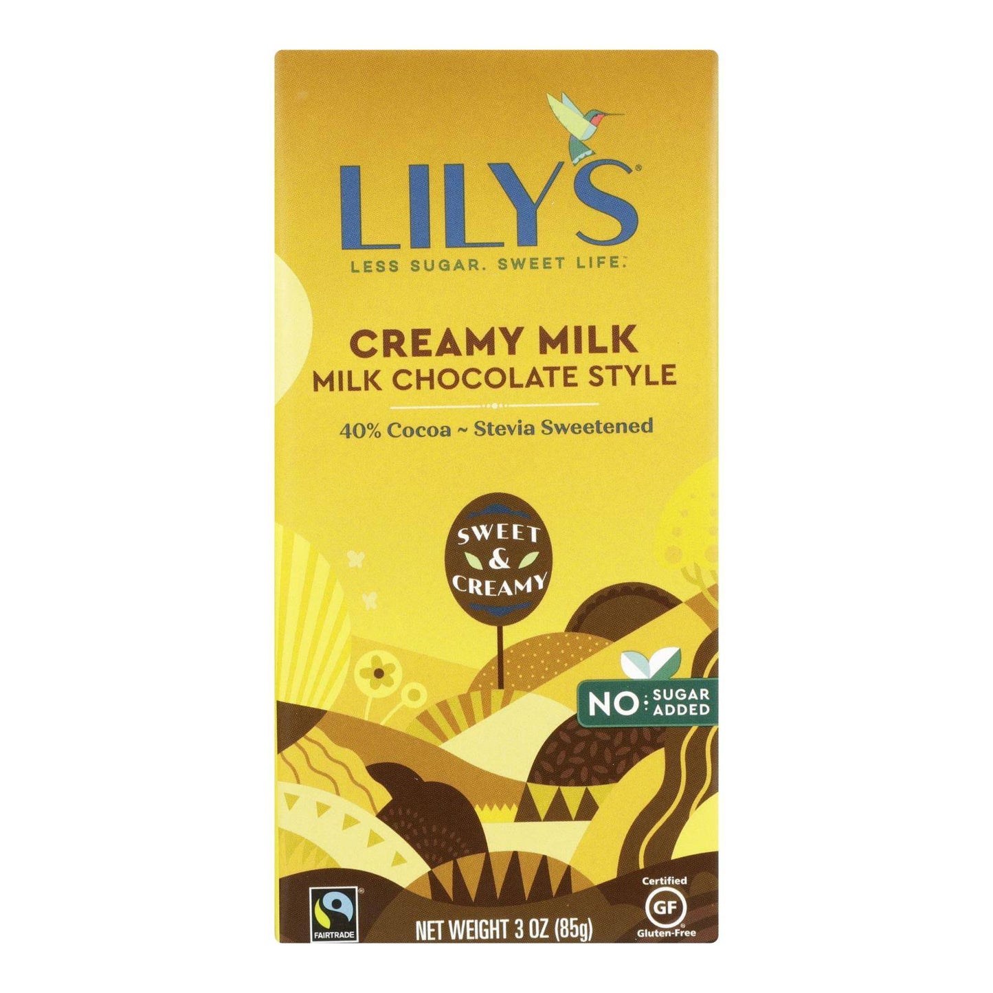 Lily's Sweets Chocolate Bar - Creamy Milk Chocolate - 40 Percent Cocoa - 3 Oz Bars - Case Of 12 | OnlyNaturals.us