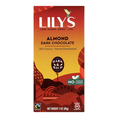 Buy Lily's Sweets Chocolate Bar - Dark Chocolate - 55 Percent Cocoa - Almond - 3 Oz Bars - Case Of 12  at OnlyNaturals.us